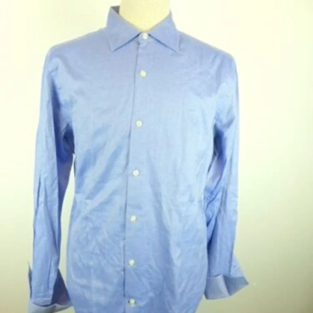 BANANA REPUBLIC ITALIAN COTTON FRENCH CUFF dress shirt L 16 16.5 fitted Italy